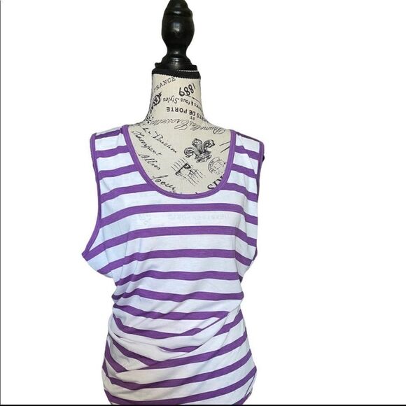 LuLaRoe Womens 3XL White & Purple Striped Tank Top Sleeveless Layering Plus Size - Picture 10 of 11